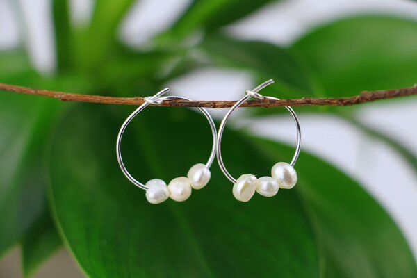 Purewater Upcycling-Ohrringe Süßwasserperlen Creolen von Purewater