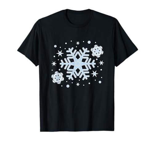 Puristische Winter-Natur-Designs Gemütliche Schneeflocken Wintersaison Damen Winter-T-Shirt Schwarz S Casual Classic T-Shirt Kurzarm Pull-On 100% Polyester Winter von Puristische Winter-Natur-Designs Gemütliche