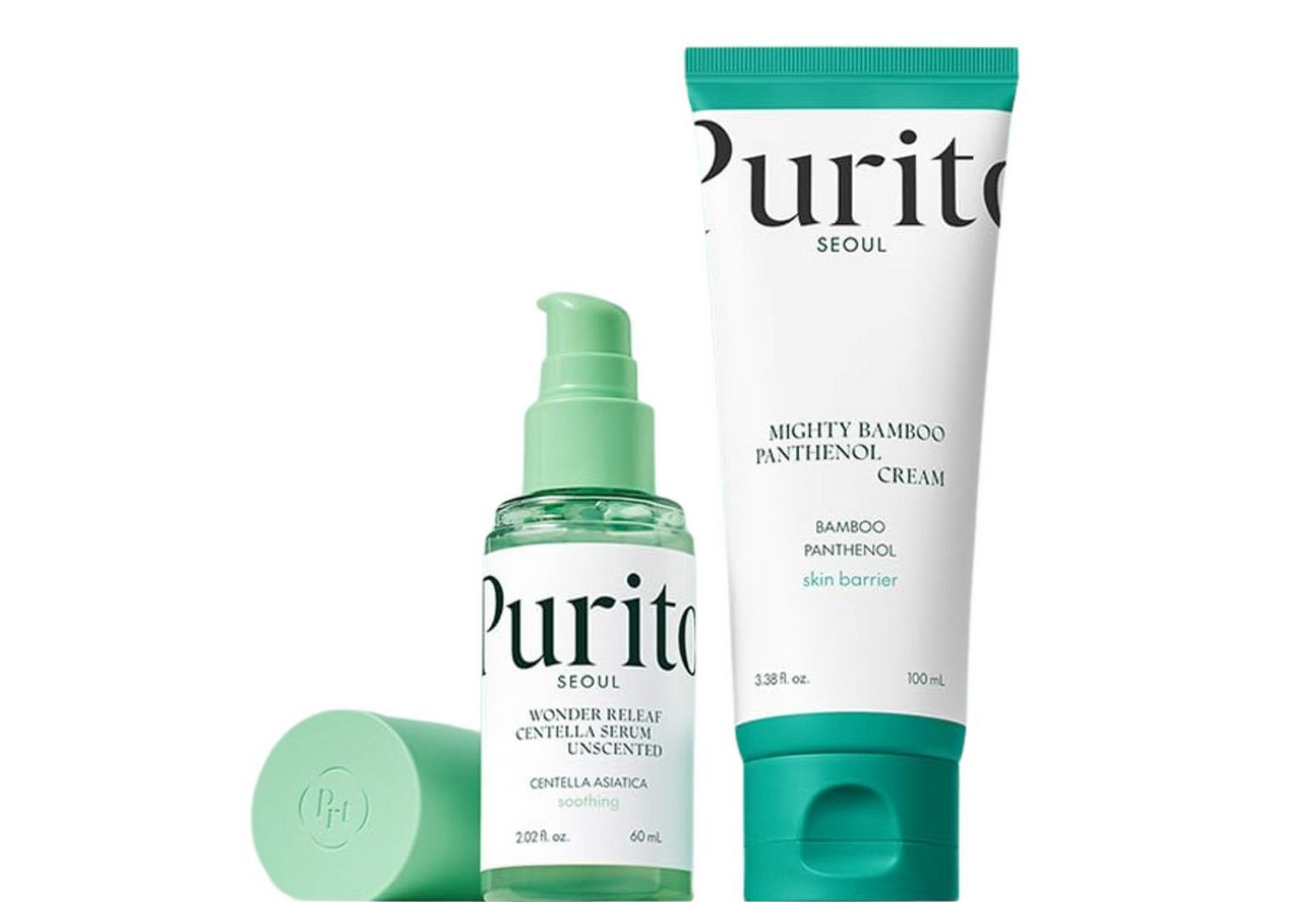 Purito Seoul Hautpflege-Set Skin Barrier Duo – Centella Serum 60ml & Bamboo Panthenol Cream 100ml beruhigendes, duftfreies K-Beauty Pflegeset für empfindliche Haut mit, Centella, Panthenol & Niacinamid zur Stärkung der Hautbarriere von Purito Seoul