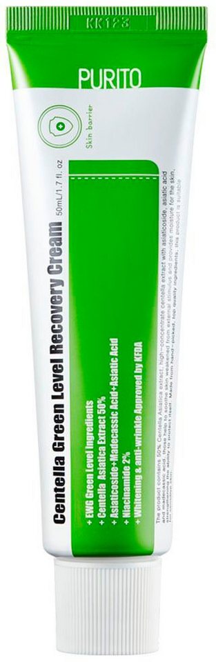 Purito Gesichtspflege Centella Green Level Recovery Cream, Wirkt antibakteriell, stärkt die Hautbarriere, mildert kleine Narben. von Purito