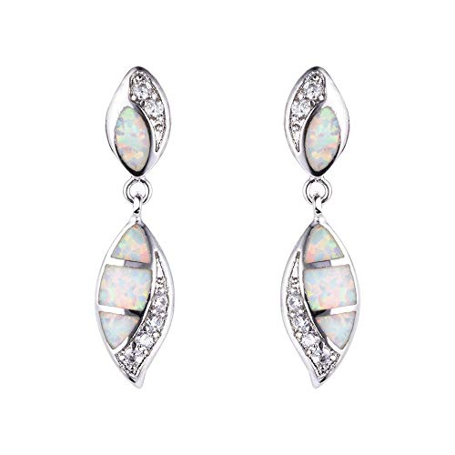 Purmy 925er Sterling Silber Frauen Ohrringe baumeln mit Weißer Opal,Double Wassertropfen Damenstil von Purmy
