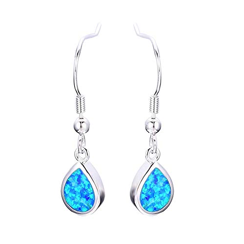 Purmy 925er Sterling Silber Frauen Tropfenohrringe mit Blauer Opal,Wassertröpfchen-Form Damenstil von Purmy