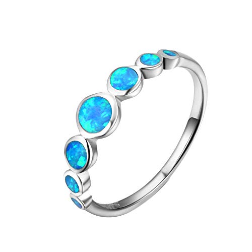 Purmy Silber Ring 925 Blauer Opal Damen Ringe Minimalistischer Schmuck,Blauer Opal Schmuck Jubiläumsgeschenke Hochzeitsringe Ring Verlobung Größe 57 (18.1) von Purmy