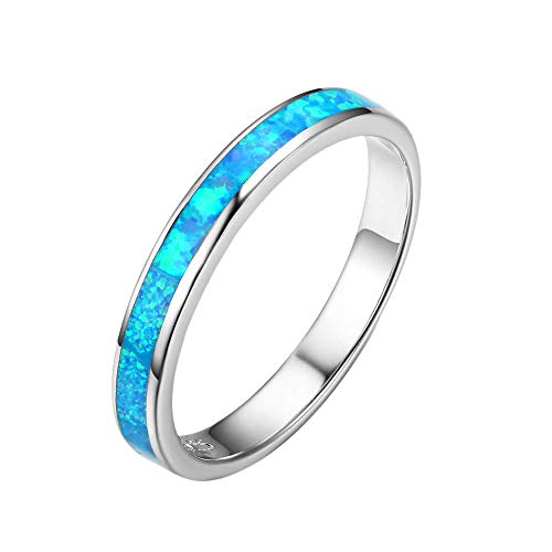 Purmy Silber Ring 925 Blauer Opal Damen Ringe Minimalistischer Schmuck,Blauer Opal Schmuck Jubiläumsgeschenke Hochzeitsringe Ring Verlobung Größe 57 (18.1) von Purmy