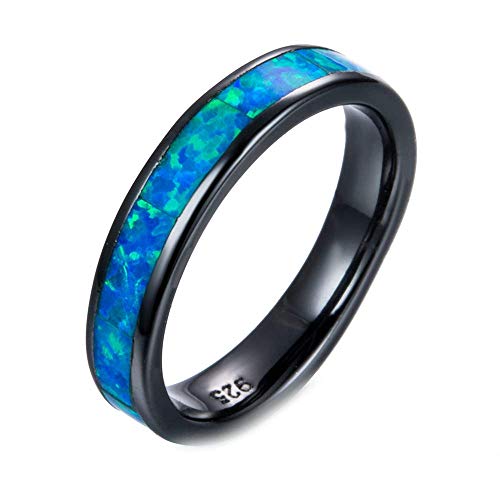 Purmy Frauen Ring Schwarzes Gold überzogen Blauer Opal Modestil zum Liebhaber Geschenk Größe 60 (19.1) von Purmy