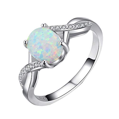 Purmy Silber Ring 925 Weißer Opal Damen Ringe Ovale Form,Minimalistischer Schmuck Jubiläumsgeschenke Hochzeit Verlobung Ring Größe 54 (17.2) von Tanduaji