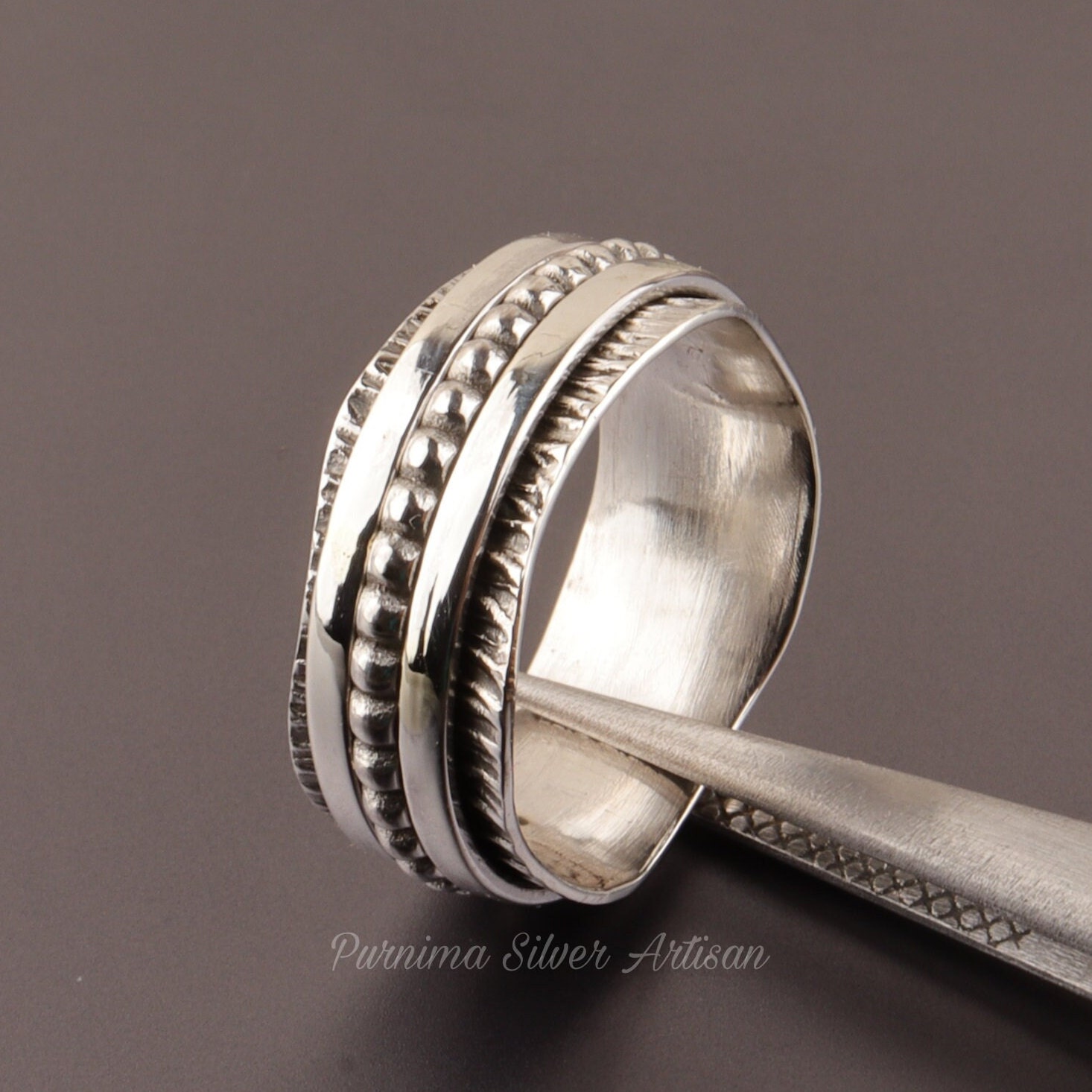 Angst Spinner Ring 925 Sterling Silber Frauen Fidget Unendlichkeit Stress Relief Infinty Ball von PurnimaSilverArtisan