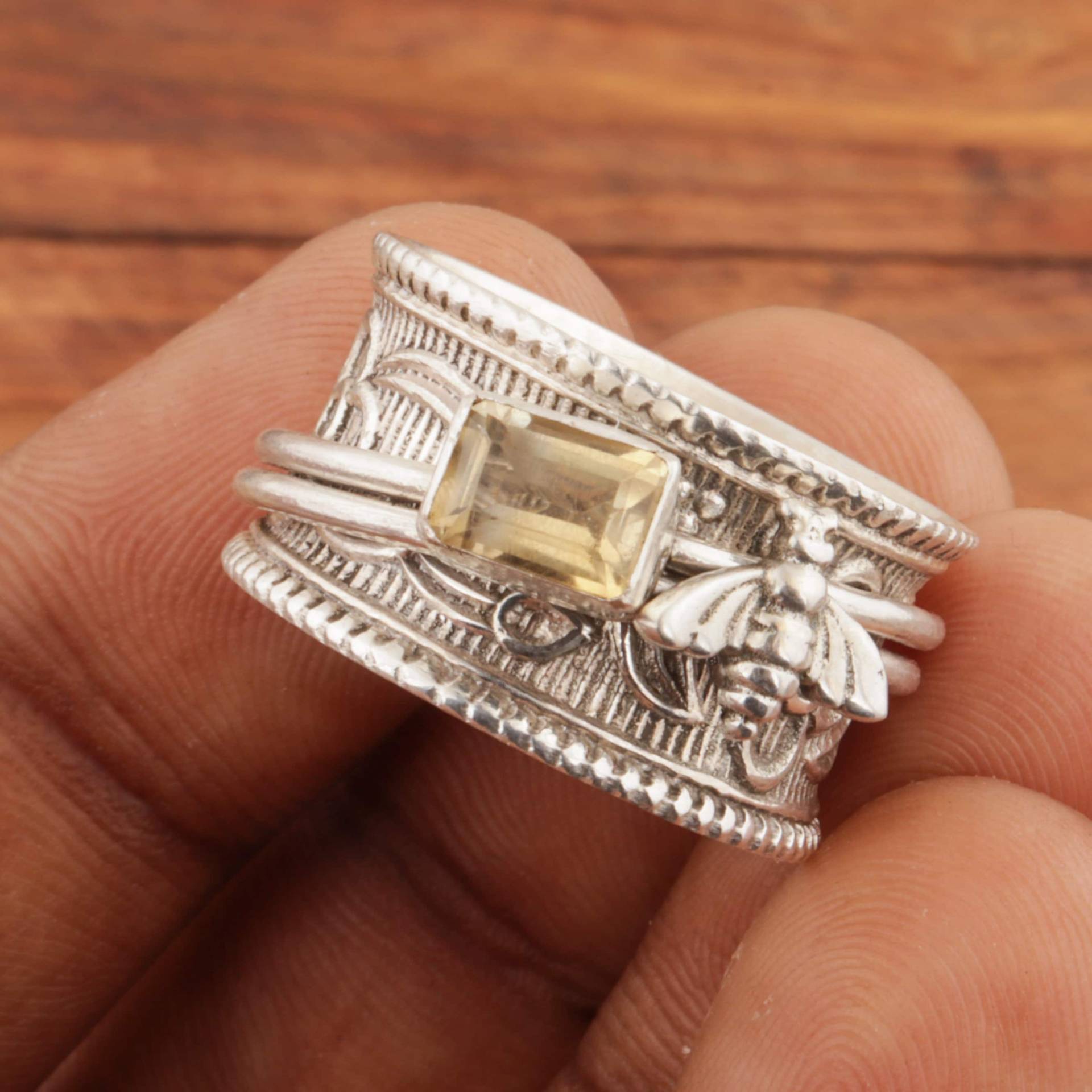 Citrin Ring | Spinnerring Angst Ring Sorgenring Daumenring 925 Silber Boho Versprechensring Geschenk Für Frauen von PurnimaSilverArtisan
