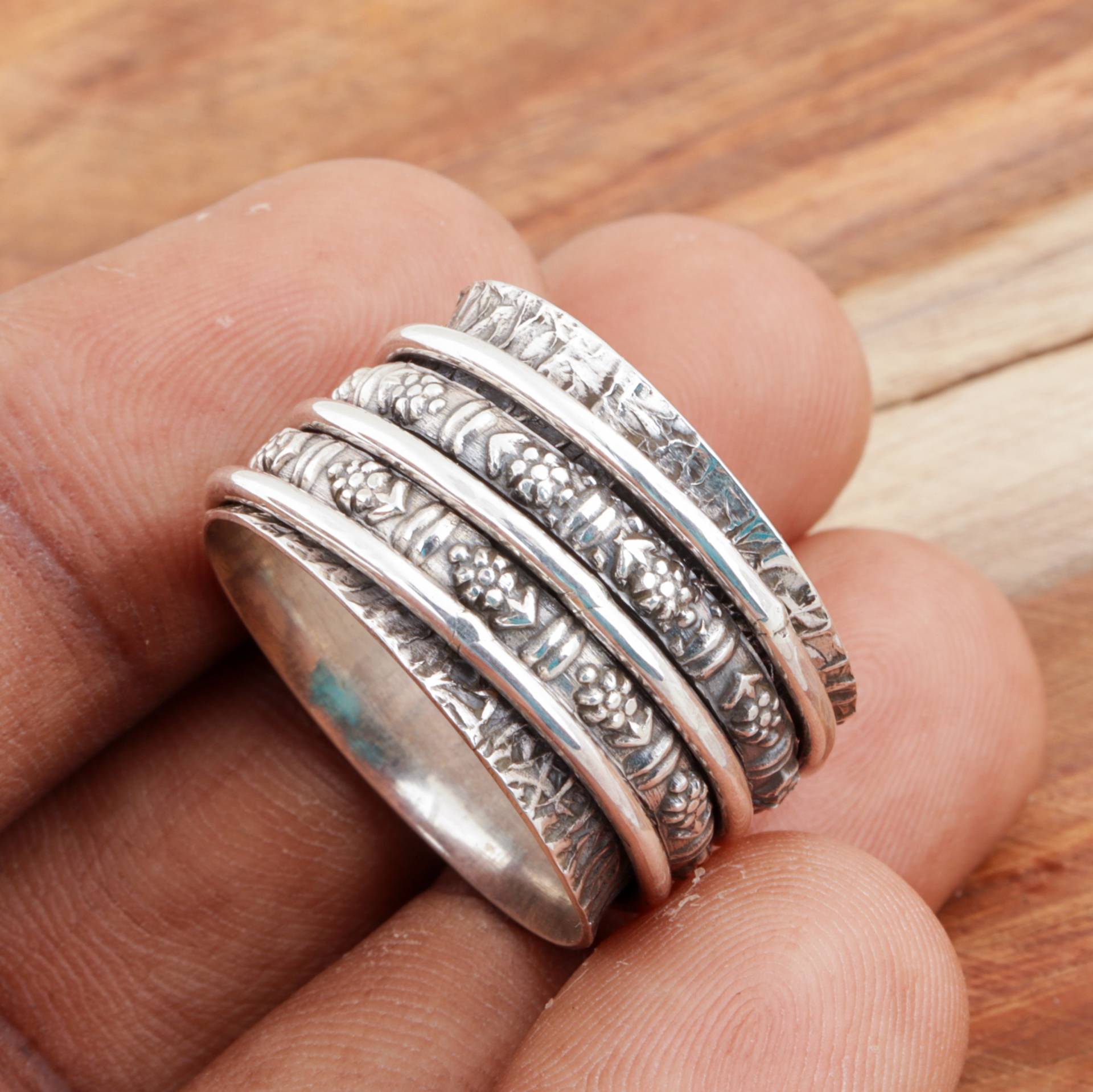 Spinner Ring 925 Silber Daumen Band Sorgen Zappeln Meditation Handgemachter Statement Damen von PurnimaSilverArtisan