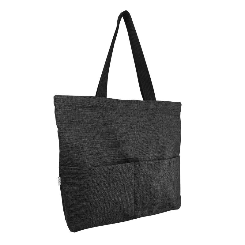 Tote Bag Schultertasche Mit Reißverschluss Und Taschen Dunkelgrau Langlebig Stofftasche von PurolDesignBags