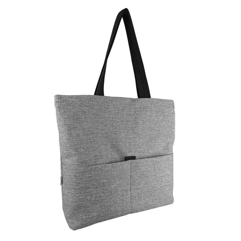 Umhängetasche Tote Hellgrau Robuste Alltagstasche Aus Dickem Stoff Mit Reißverschluss Und Taschen von PurolDesignBags