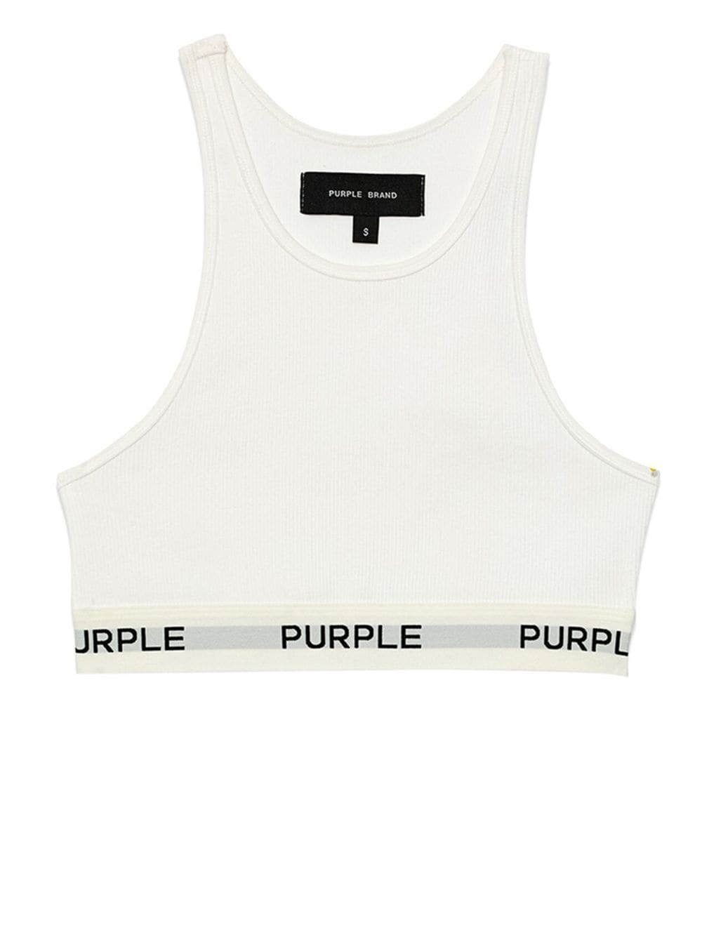 Purple Brand Cropped-Oberteil mit Logo-Band - Weiß von Purple Brand