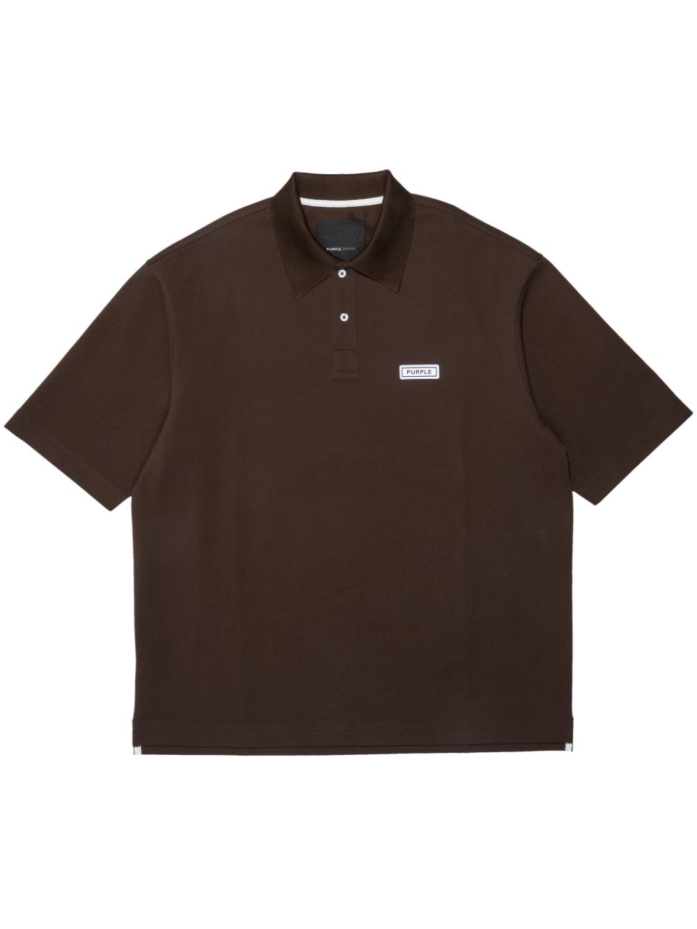 Purple Brand Poloshirt aus Pikee mit Logo-Patch - Braun von Purple Brand