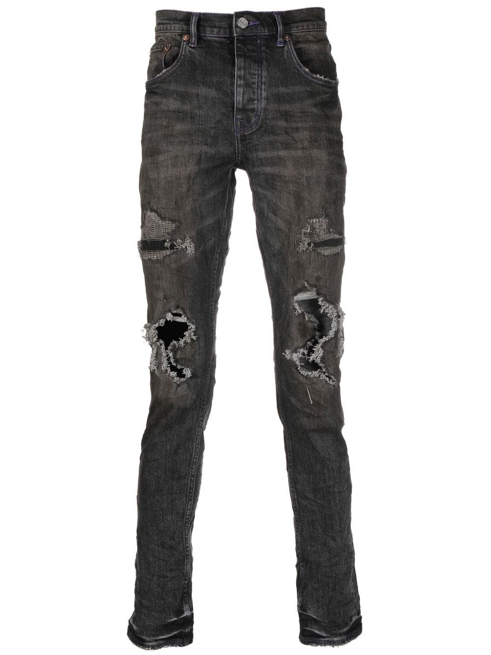 Purple Brand Slim-Fit-Jeans im Distressed-Look - Schwarz von Purple Brand