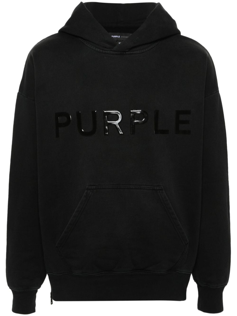 Purple Brand logo-patch cotton hoodie - Schwarz von Purple Brand