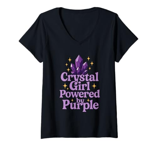 Damen Amethyst-Süchtige, heilende Kristallenergie, Hexenkern, Spirituell T-Shirt mit V-Ausschnitt Damen Amethyst-Süchtige, heilende Kristallenergie, Hexenkern, Spirituell T-Shirt mit V-Ausschnitt von Purple Crystal Lover Powered by Amethyst Lifestyle