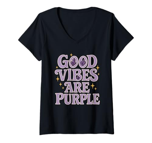 Damen Amethyst-Süchtige, heilende Kristallenergie, Hexenkern, Spirituell T-Shirt mit V-Ausschnitt Damen Amethyst-Süchtige, heilende Kristallenergie, Hexenkern, Spirituell T-Shirt mit V-Ausschnitt von Purple Crystal Lover Powered by Amethyst Lifestyle