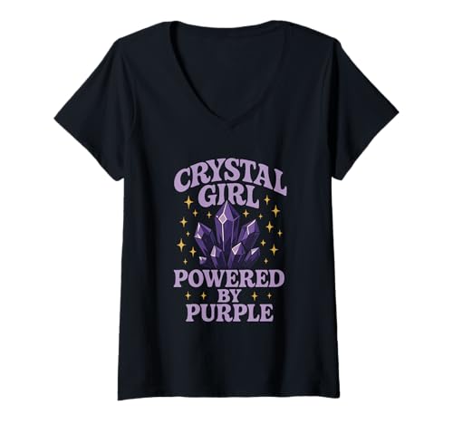Damen Amethyst-Süchtige, heilende Kristallenergie, Hexenkern, Spirituell T-Shirt mit V-Ausschnitt Damen Amethyst-Süchtige, heilende Kristallenergie, Hexenkern, Spirituell T-Shirt mit V-Ausschnitt von Purple Crystal Lover Powered by Amethyst Lifestyle