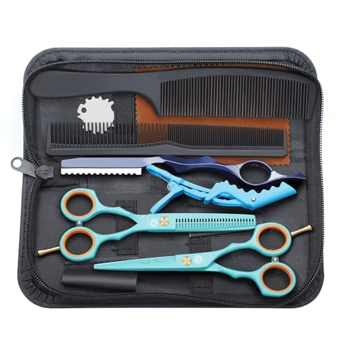 Purple Dragon Haarschere 5,5Zoll Grün Profi Friseurschere Friseurscheren set perfekt Haarschnitt für Damen und Herren Sharfe Schere für Barbier Friseur Anfänger von Purple Dragon