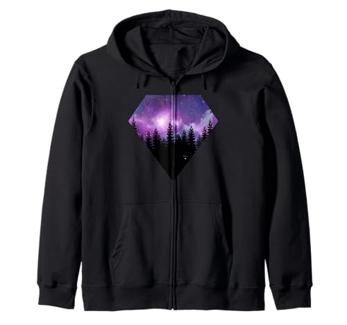Galaxy Print T-Shirt, Cooles Nachthimmel Shirt für Frauen Kapuzenjacke von Purple Galaxy T Shirt Boutique