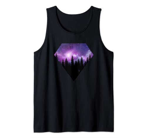 Galaxy Print T-Shirt, cooles Nachthimmel-Shirt für Frauen Tank Top von Purple Galaxy T Shirt Boutique