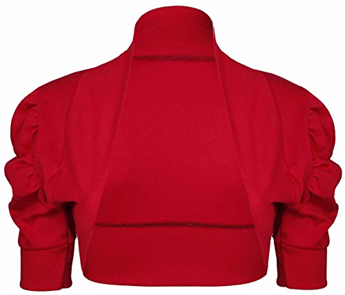 Bolero Kurzarm Schulterjäckchen Damen Top Gerüschte Ärmel Elastisch Jacke - 36-38, Rot von Purple Hanger