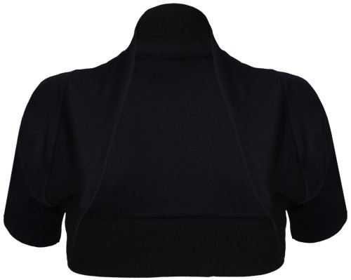 Damen Bolero Schulterjäckchen Kurze Strickjacke Kurzärmelig Elastisches Top - Schwarz, 36/38 von Purple Hanger