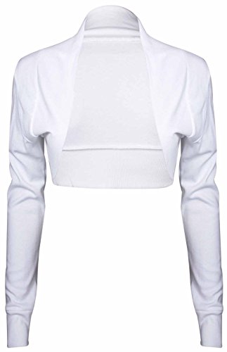 Frauen lange Ärmel + Gr. Bolero Strech Cardigan Top - 48-50, Weiss von Purple Hanger