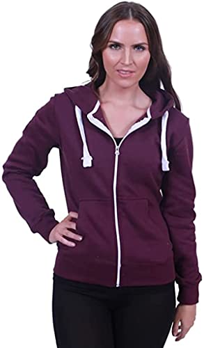 Purple Hanger - Damen Reißverschluss Langarm Kapuzenpullover Einfarbige Fleece Sweatshirt Jacke - EU 36, Lila von Purple Hanger