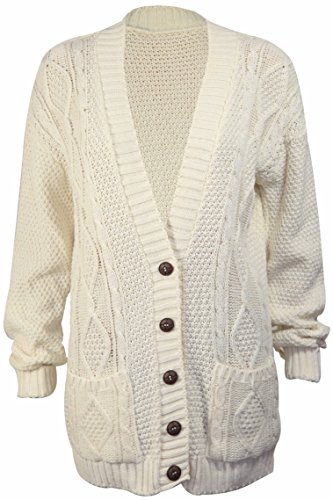 Purple Hanger - Damen Stickjacke Pullover - Übergrösse - Creme, EU 48-50 von Purple Hanger