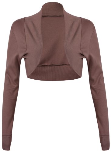 Purple Hanger - Gerippte Bolero Jacke für Damen Langärmlig Eng Geschnitten Vorne Offen Bolero Jäckchen Schulter Oberteil - 36 - 38, Mokka Purple Hanger - Gerippte Bolero Jacke für Damen Langärmlig Eng Geschnitten Vorne Offen Bolero Jäckchen Schulter Oberteil - 36 - 38, Mokka von Purple Hanger