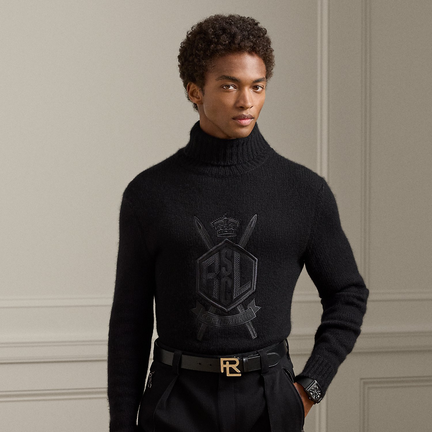 Bestickter Kaschmir-Rollkragenpullover von Purple Label