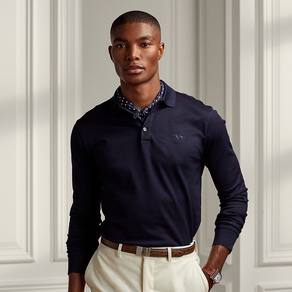 Langärmliges Poloshirt aus Piqué Langärmliges Poloshirt aus Piqué von Purple Label