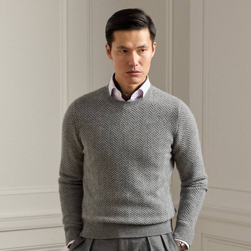 Fischgrat-Kaschmirpullover mit Struktur von Purple Label