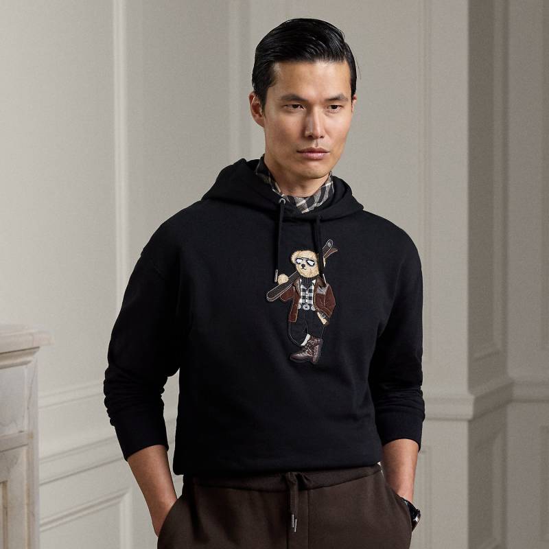 Fleece-Kapuzenpullover mit Polo Bear von Purple Label