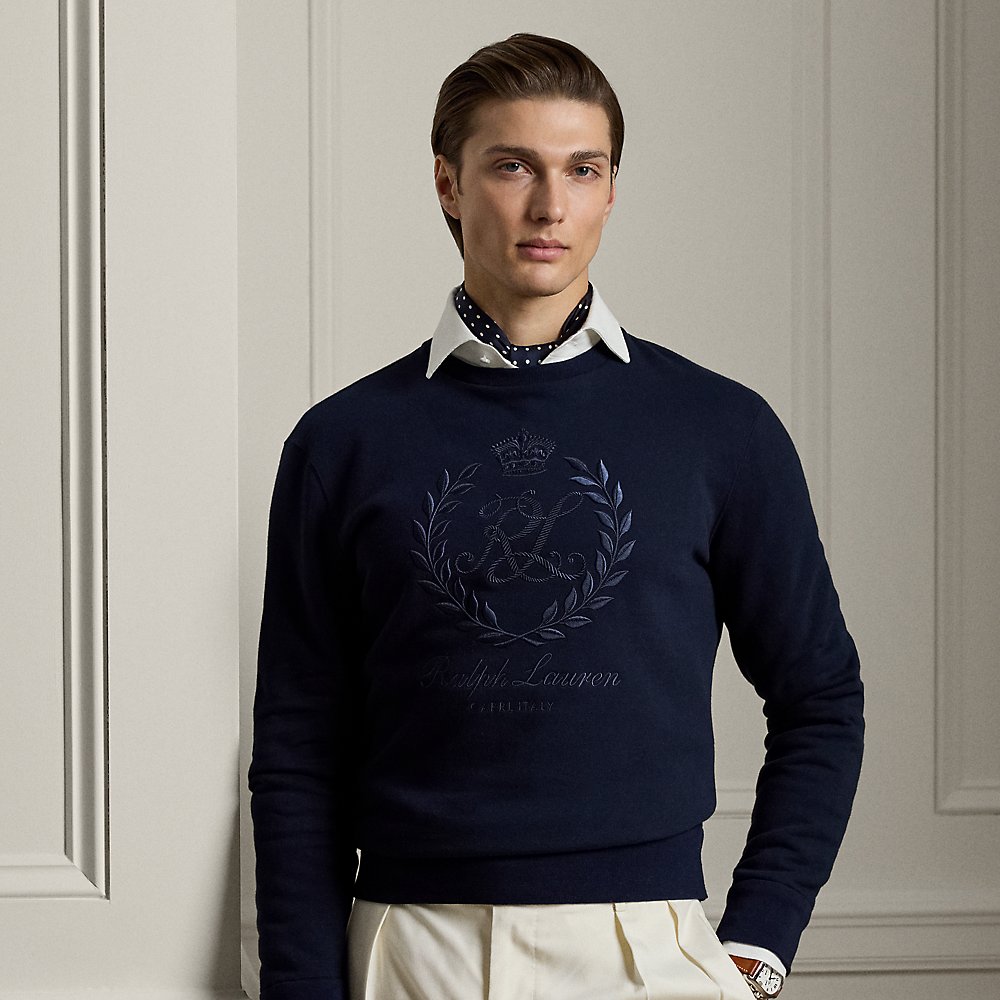 Fleece-Sweatshirt mit Wappenstickerei Fleece-Sweatshirt mit Wappenstickerei von Purple Label