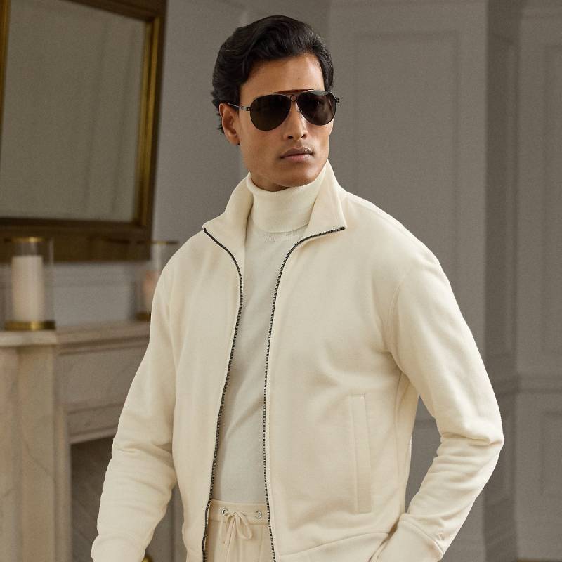 Fleece-Trainingsjacke mit Kaschmir von Purple Label