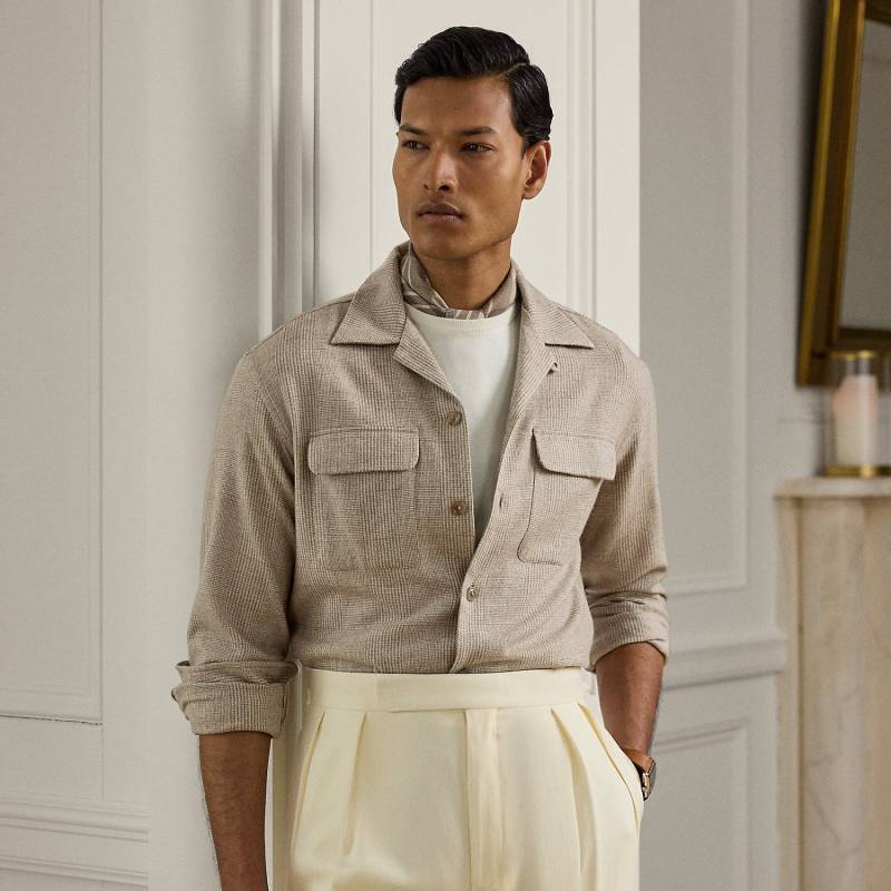 Freizeit-Kurzarmhemd mit Glencheckmuster von Purple Label