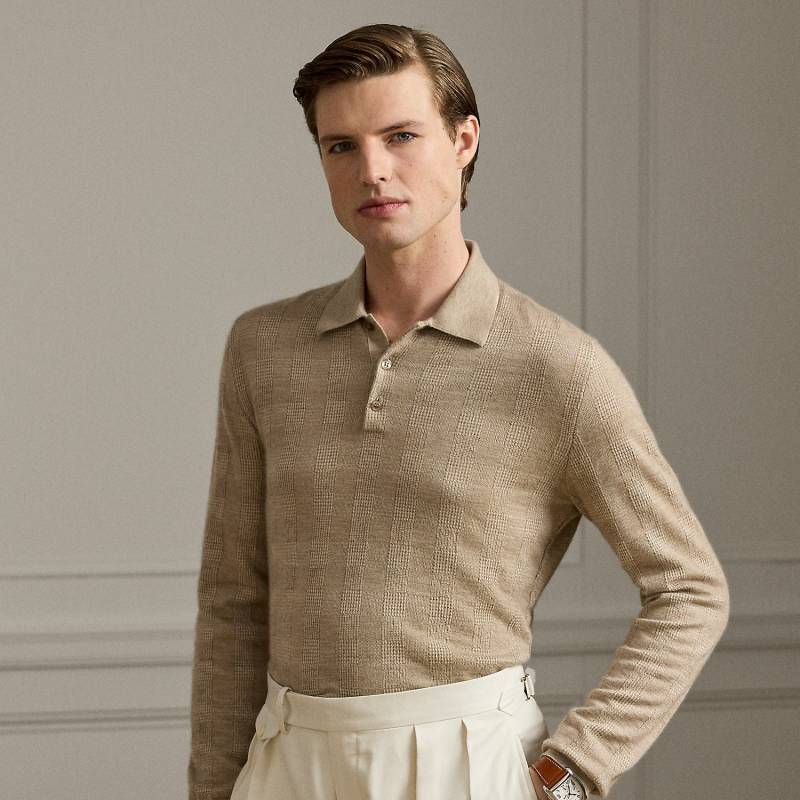 Glencheck-Kaschmirpullover mit Kragen von Purple Label