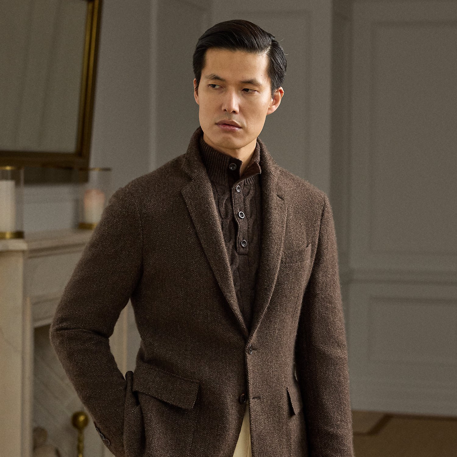 Handgeschneiderte Fischgratjacke Hadley von Purple Label