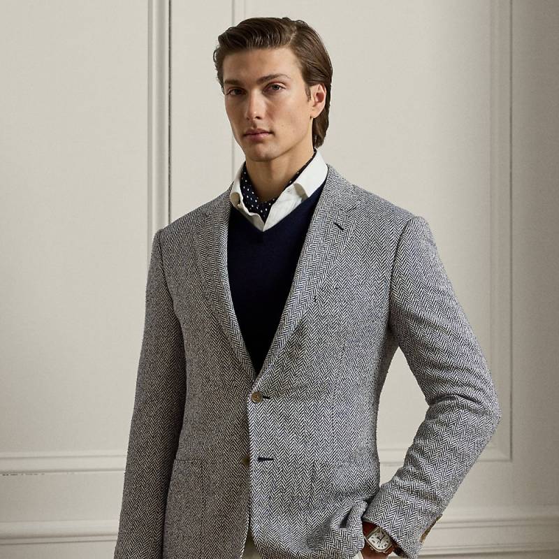 Handgeschneiderte Fischgratjacke Kent von Purple Label