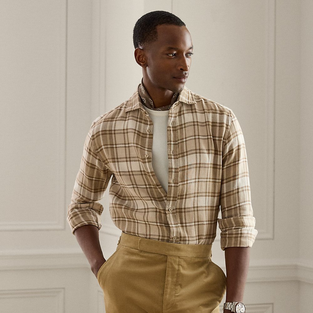 Kariertes Hemd aus Leinen-Baumwoll-Twill Kariertes Hemd aus Leinen-Baumwoll-Twill von Purple Label