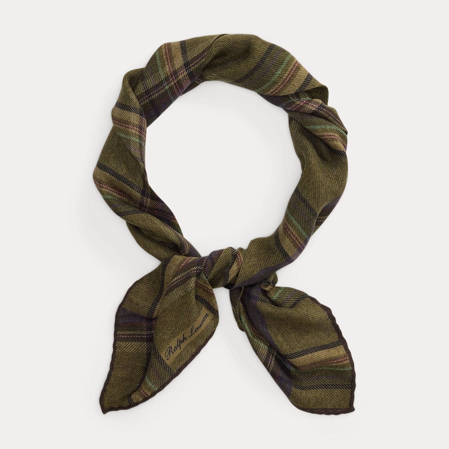 Kariertes Seidenhalstuch mit Kaschmir von Purple Label