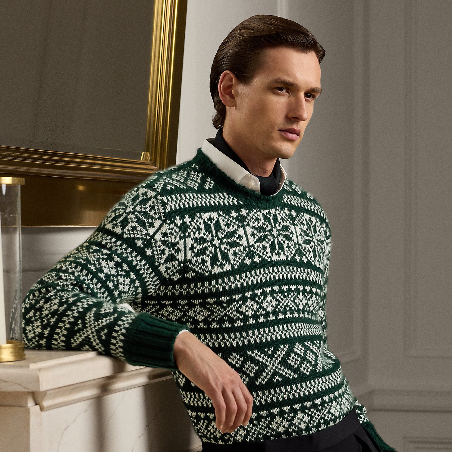 Kaschmirpullover mit Schneeflockenmuster von Purple Label