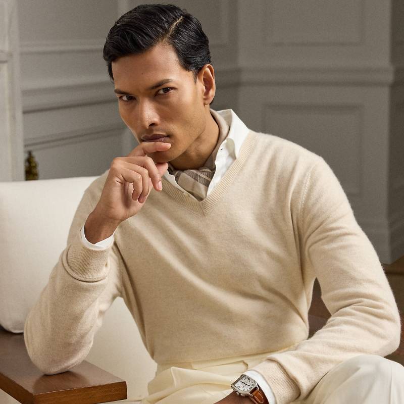 Kaschmirpullover mit V-Ausschnitt von Purple Label