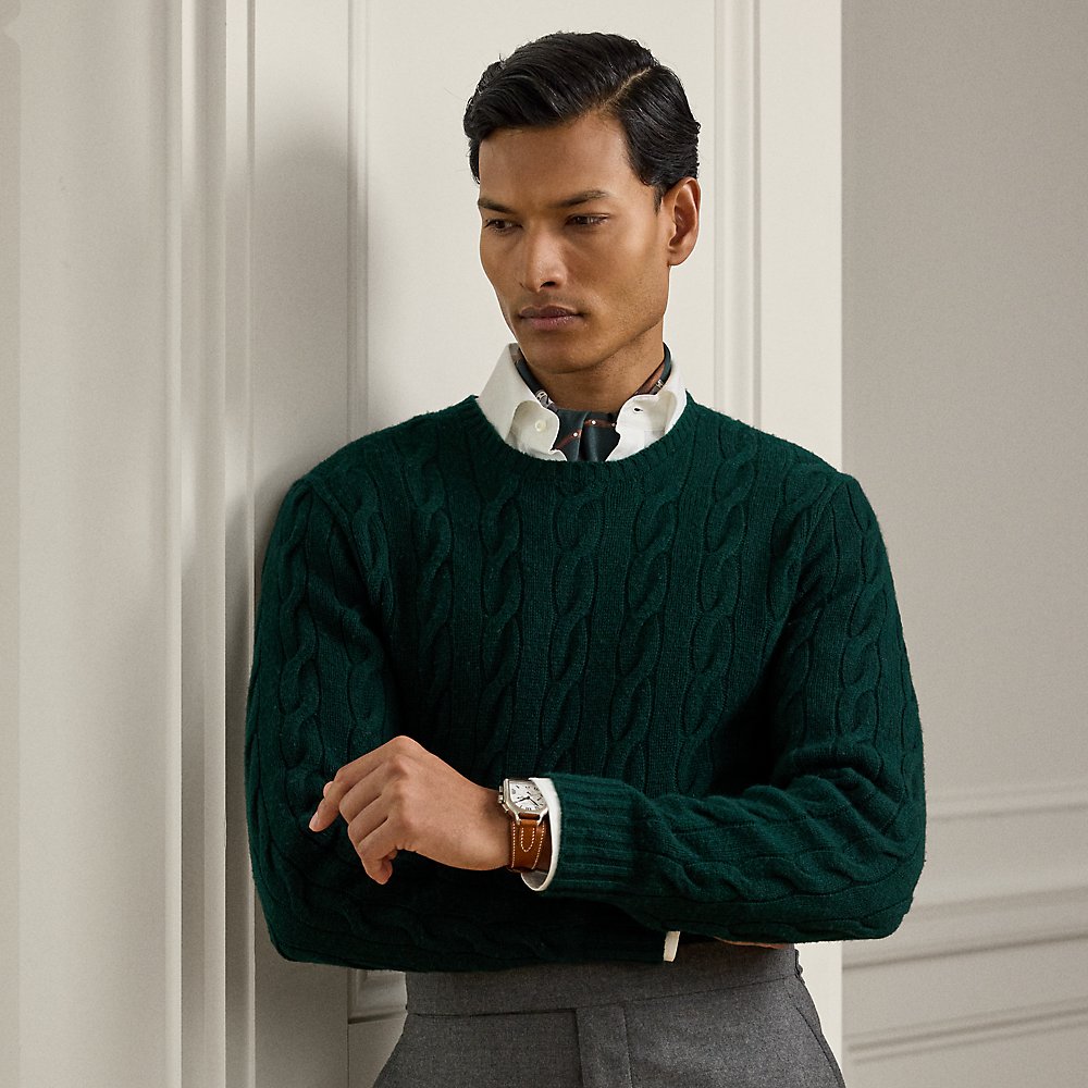 Kaschmirpullover mit Zopfmuster von Purple Label
