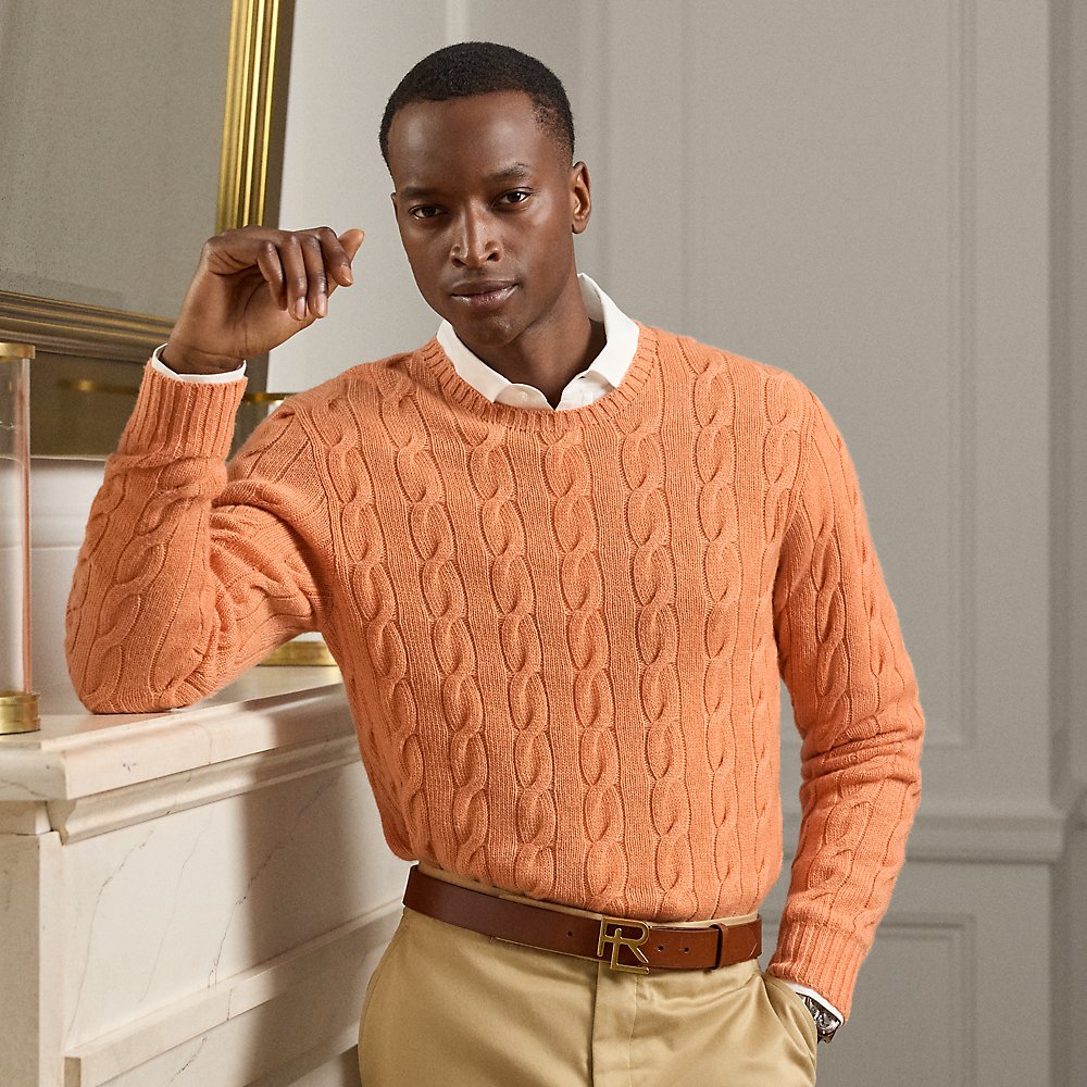 Kaschmirpullover mit Zopfmuster von Purple Label