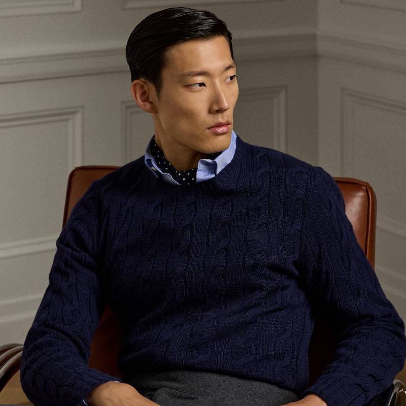 Kaschmirpullover mit Zopfmuster von Purple Label