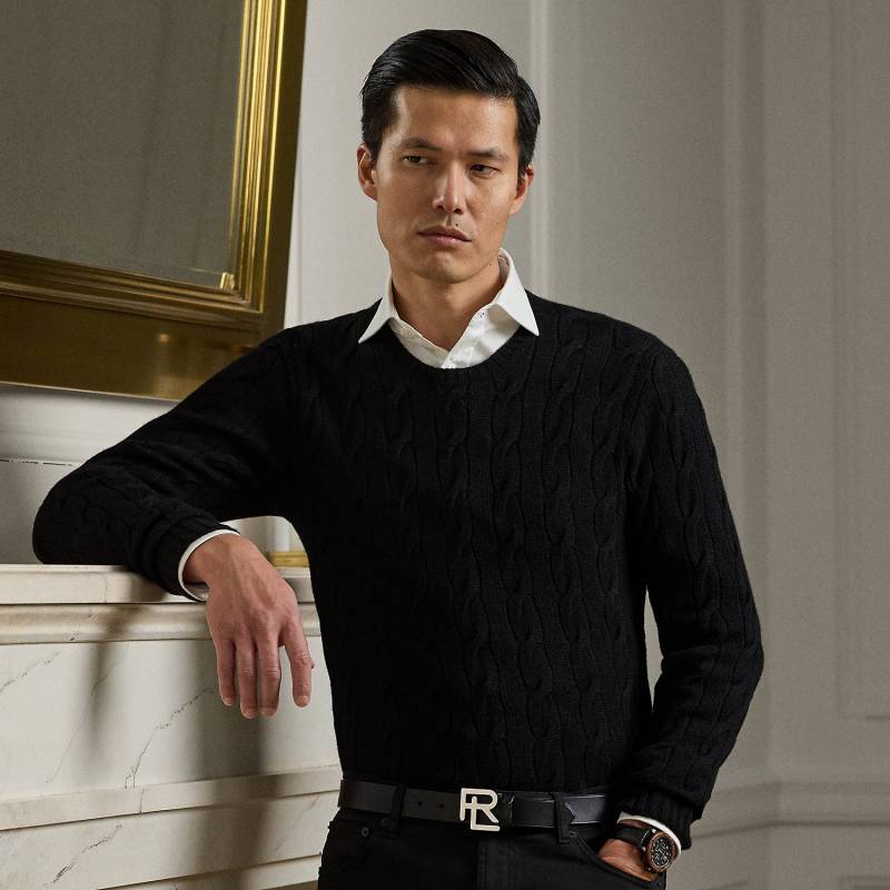 Kaschmirpullover mit Zopfmuster von Purple Label