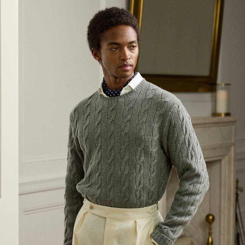 Kaschmirpullover mit Zopfmuster von Purple Label